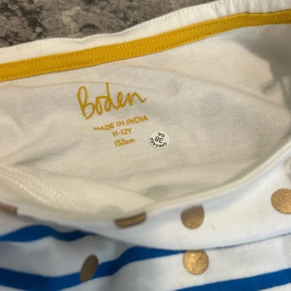 Mini Biden Girls Striped Long Sleeve Top with Gold Polka Dots 10/12 - Picture 2 of 5
